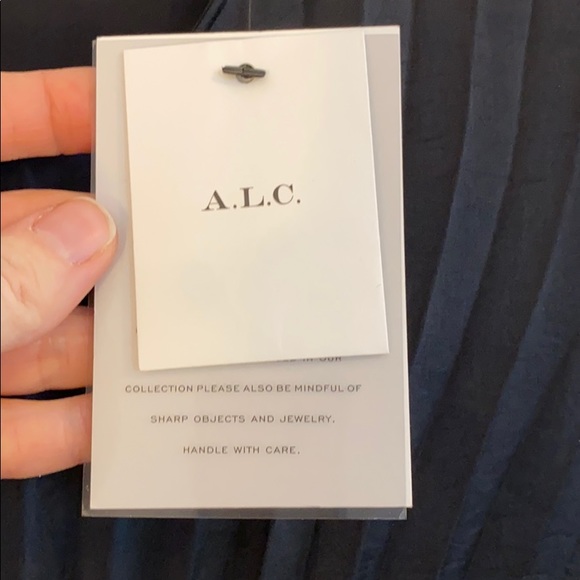 NWT A.L.C. Black Satin accordion pleated dress 8 - Picture 5 of 13